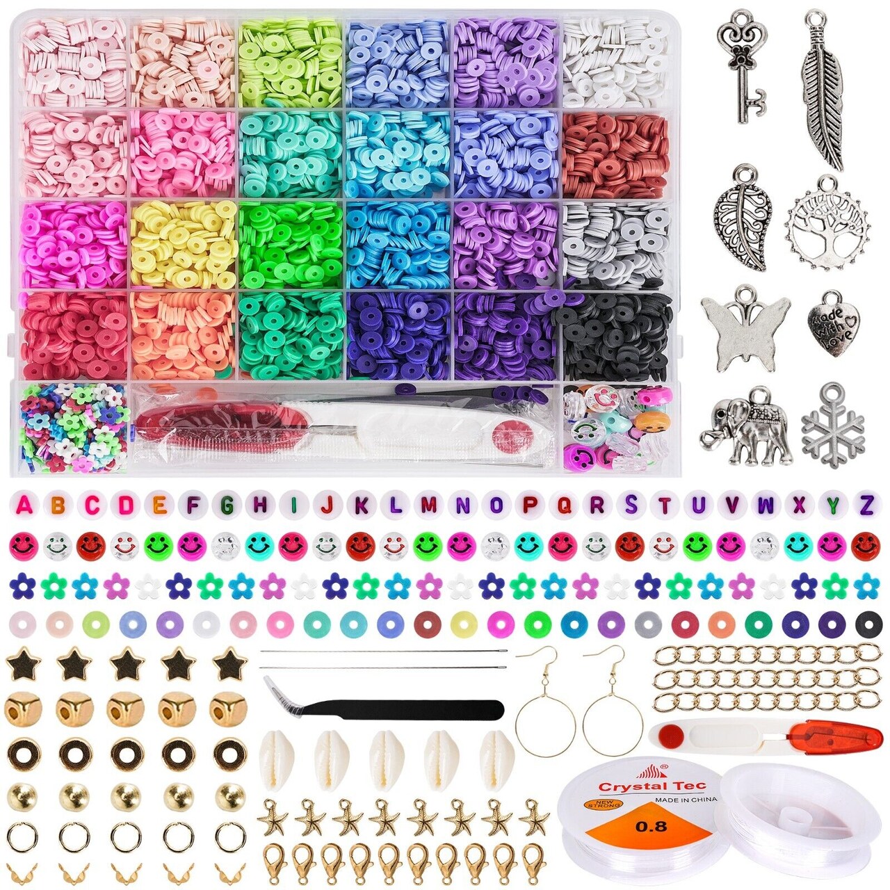 Kitcheniva Polymer Beads Kit for Bracelet Making Over 10950 Pieces